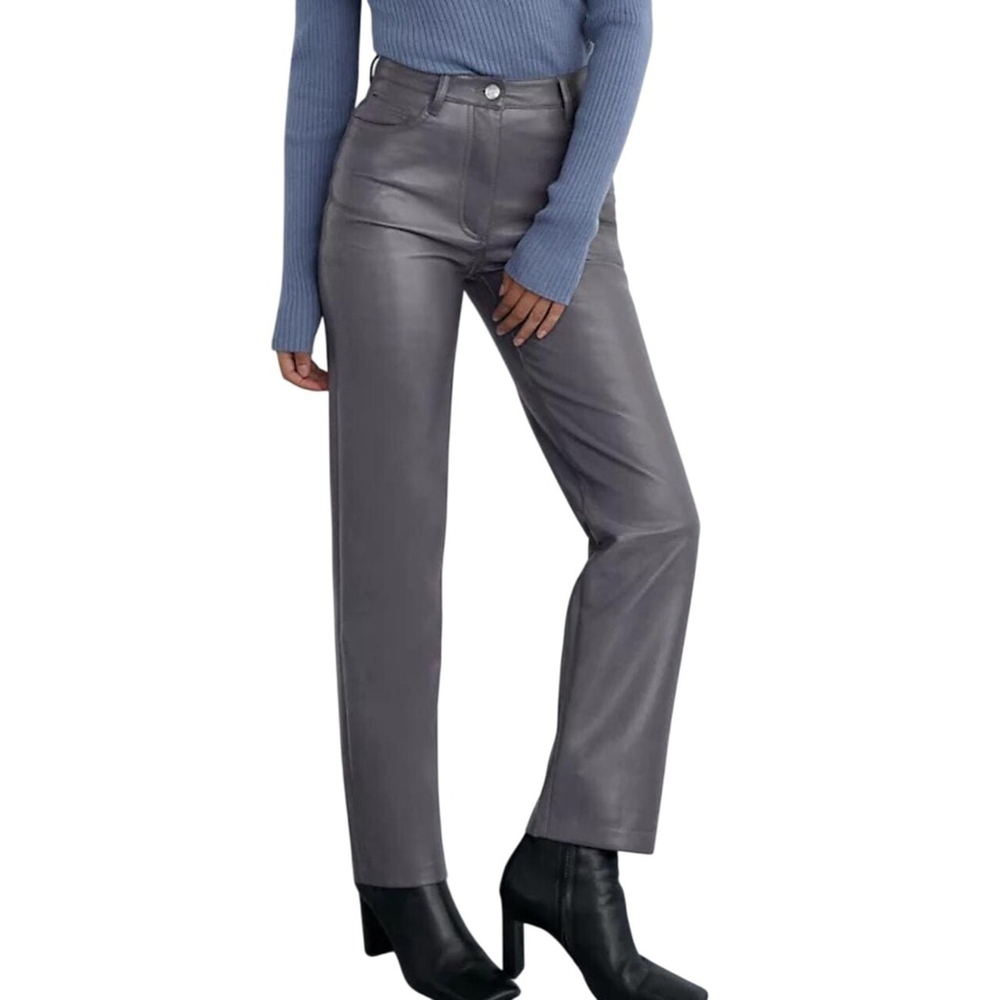 Wilfred Melina Vegan Leather Straight Pants Gray Size 10